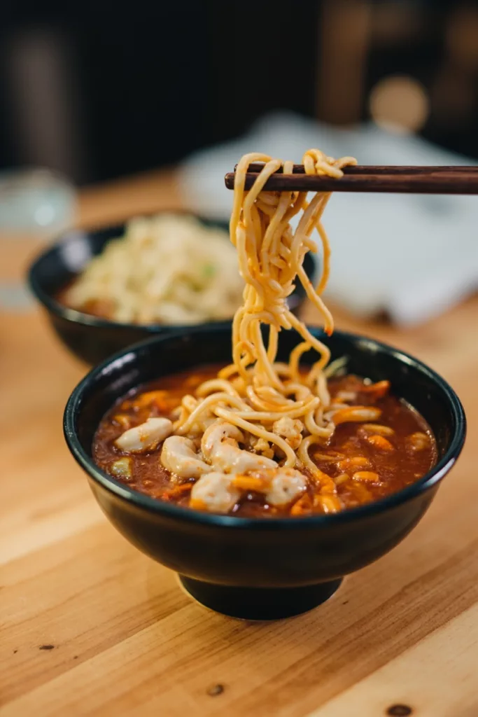 Sopa de fideos con pollo