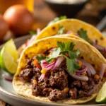 Tacos de arrachera con cebolla